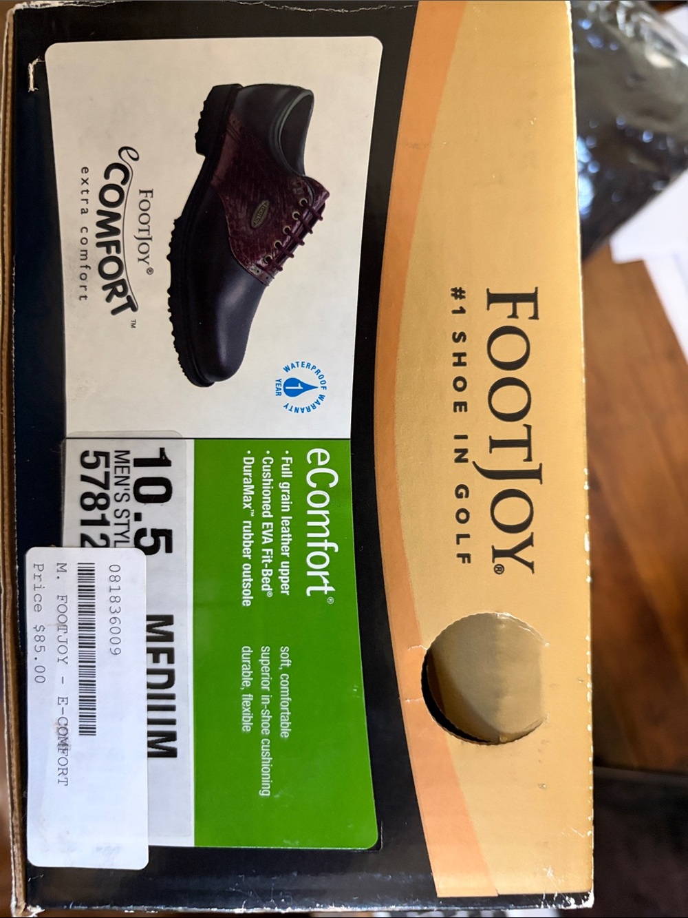 FootJoy eComfort Men’s Golf Shoes - Black and Burgundy Accent